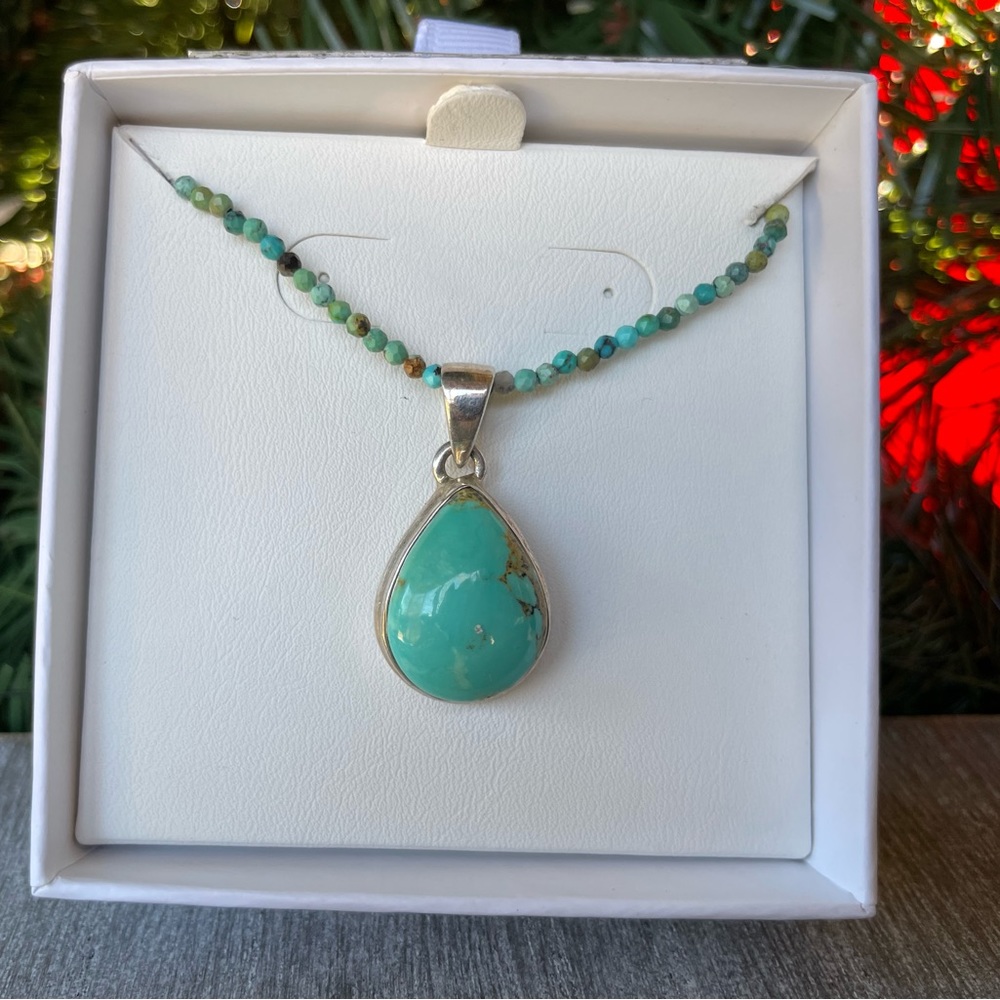 Genuine Turquoise Sterling Silver Necklace